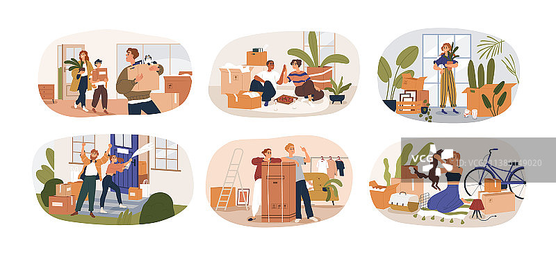 人们搬进新房，幸福的男人和图片素材