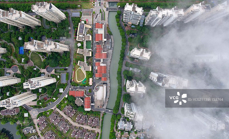 航拍视角下的小区图片素材