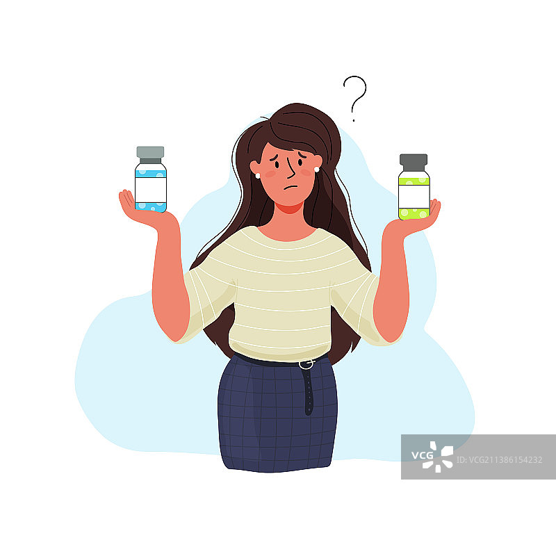 女孩手中拿着两支疫苗图片素材