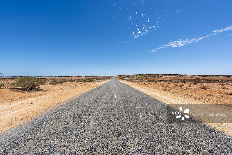 荒漠里笔直的公路图片素材