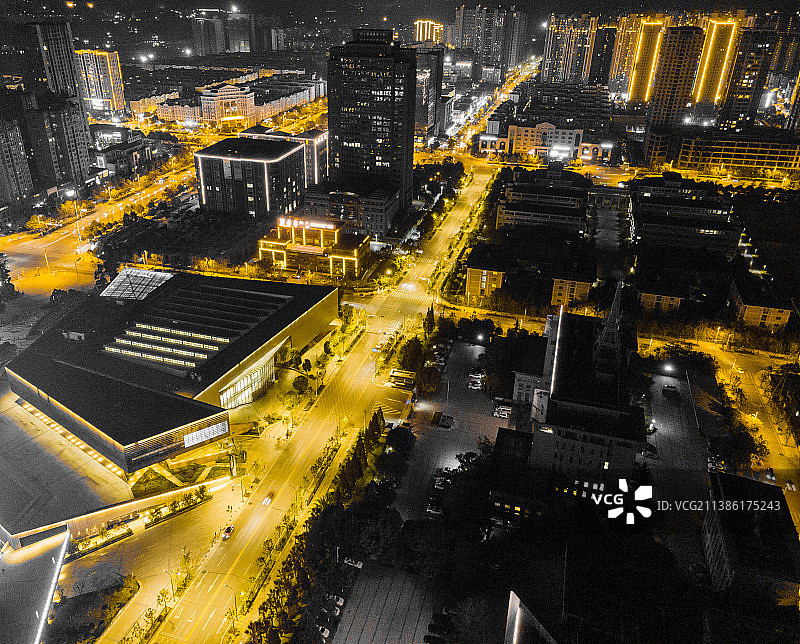 黑金色调昆明安宁城市夜景风光图片素材