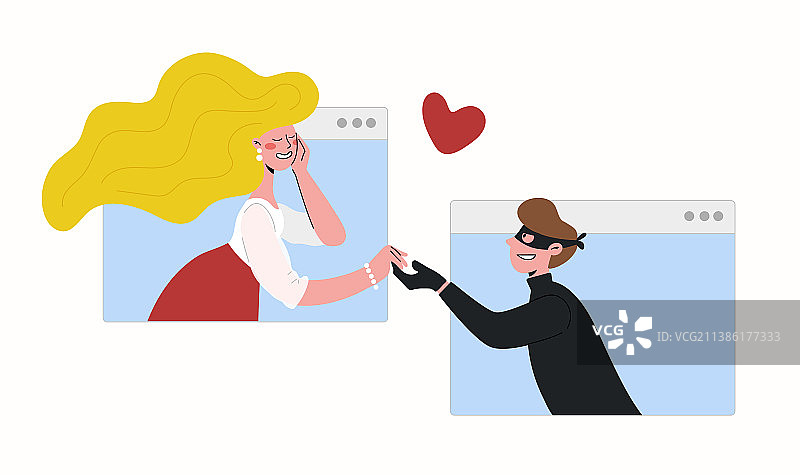 一个女孩通过在线约会网站认识了一个男人图片素材