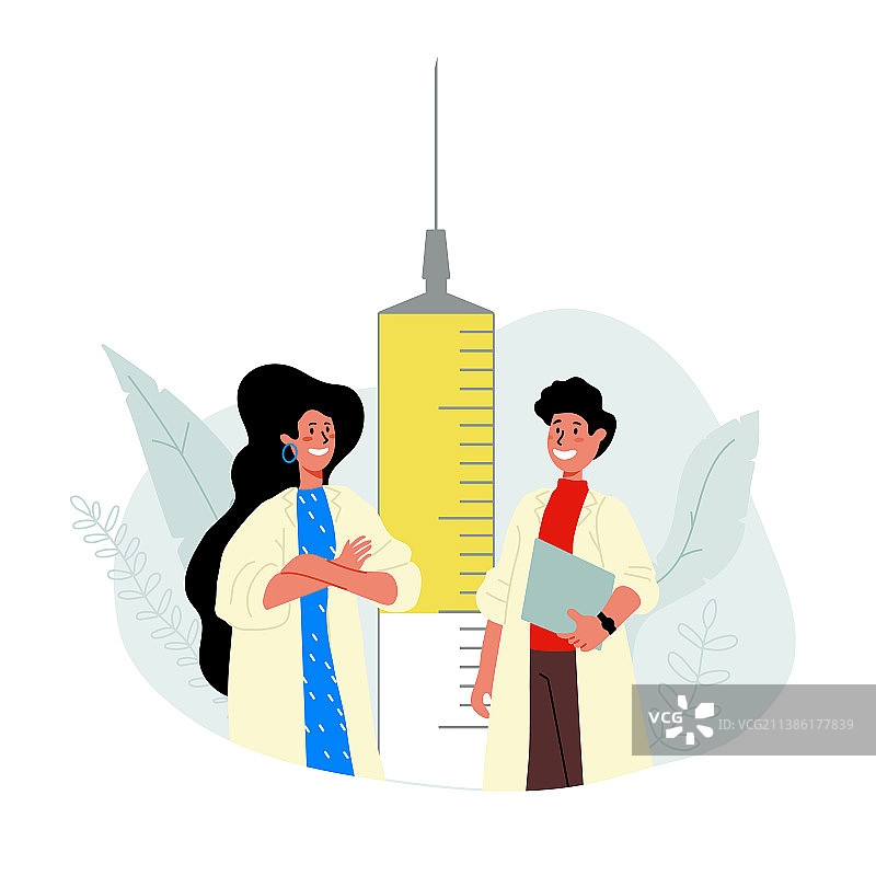 微笑站立的男女医生图片素材