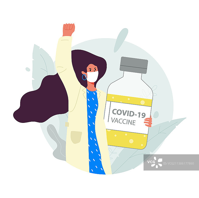 一名戴着医用口罩的女子站立图片素材