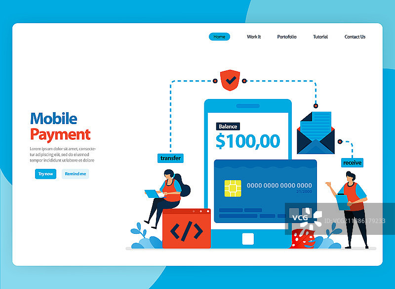 移动支付系统着陆页设计图片素材