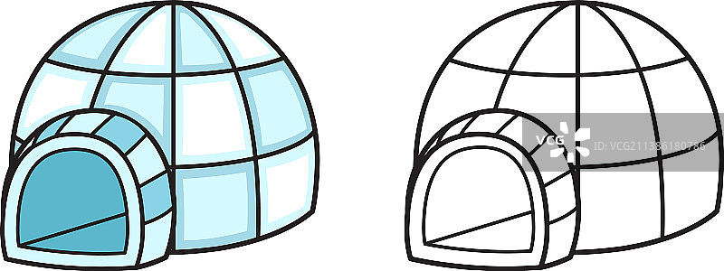 用于着色的彩色黑白冰屋图片素材