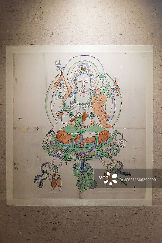 张大千临摹敦煌壁画稿线稿图片素材