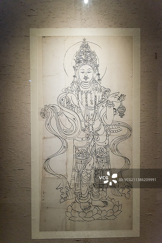 张大千临摹敦煌壁画稿线稿图片素材