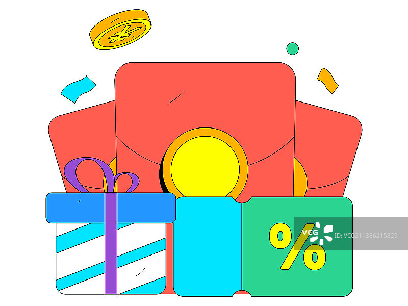 优惠券概念扁平矢量概念运营插画图片素材