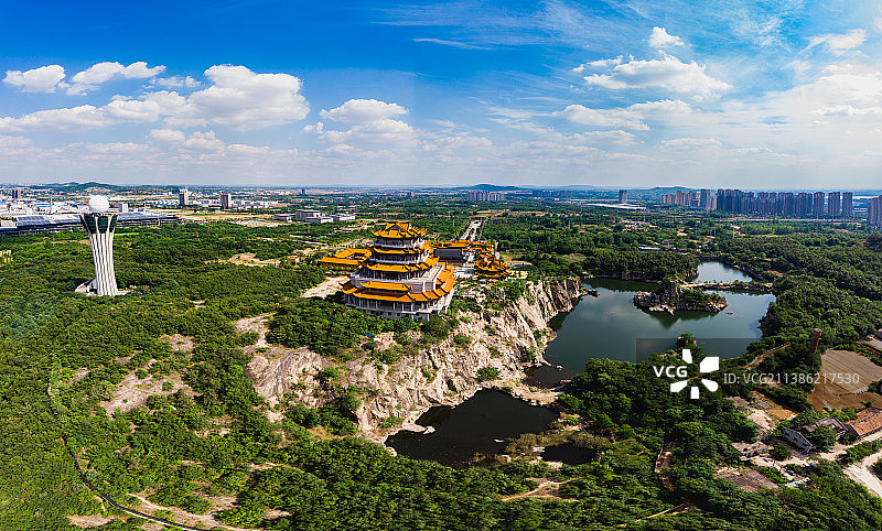安徽蚌埠夏日栖岩寺航拍图片素材