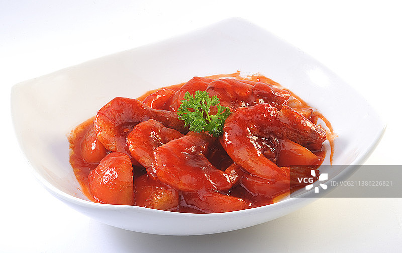 番茄汁浇鲜虾图片素材