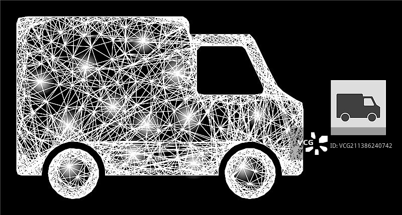 带光点的发光网络网状厢型车图片素材