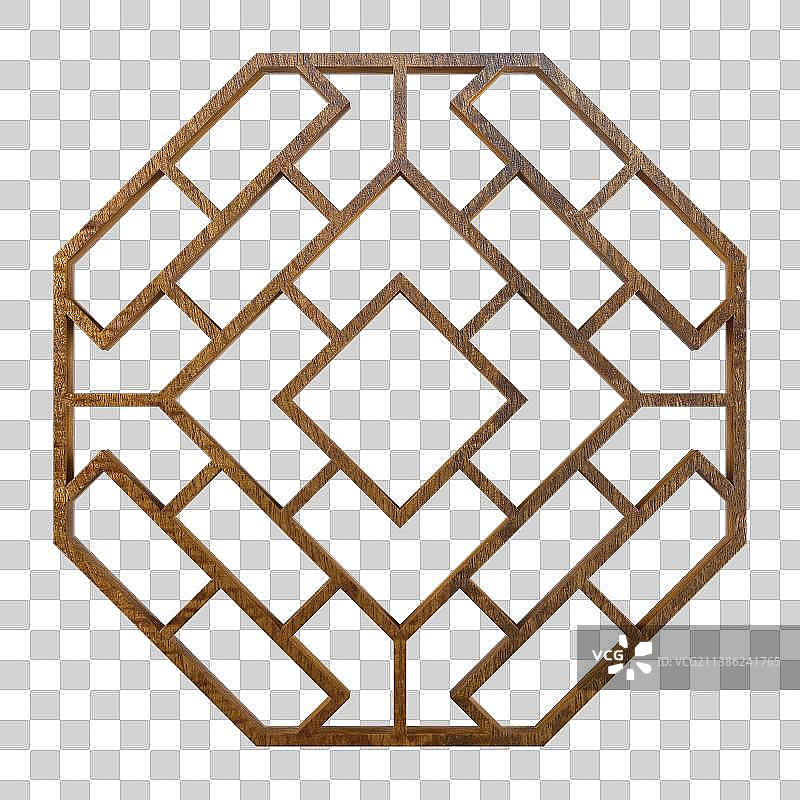 六边形实木雕刻窗户图片素材