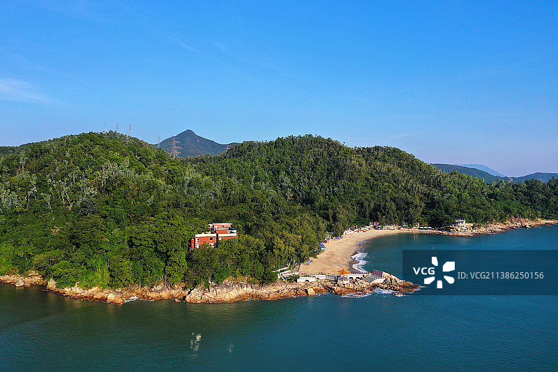 广东省深圳市大鹏新区沙鱼涌沙滩航拍图片素材