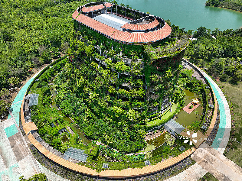 广东省惠州市博罗县李艺金钱龟生态园度假区航拍图片素材