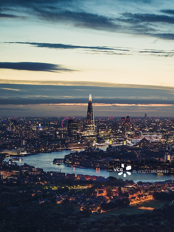伦敦｜傍晚落日俯瞰全景图片素材