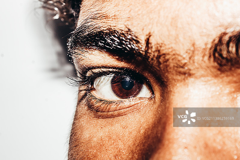 人眼侧面特写，隔离在白色背景上，印度西孟加拉邦加尔各答图片素材
