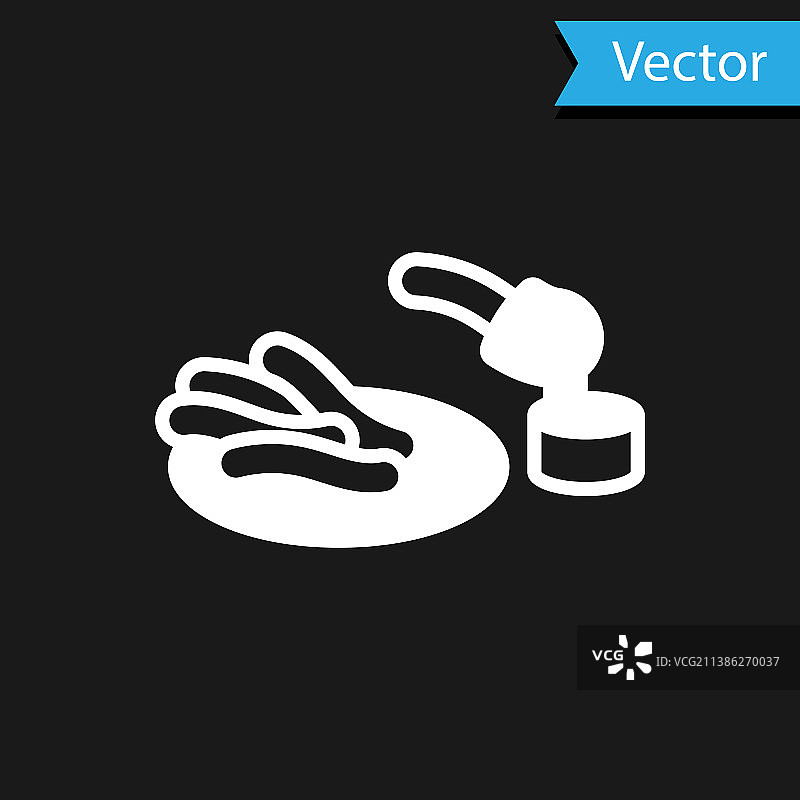 黑色背景上孤立的白色西班牙油条和巧克力图标图片素材