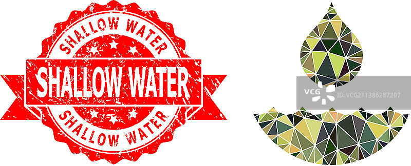 带划痕的浅水印章和水三角形图片素材