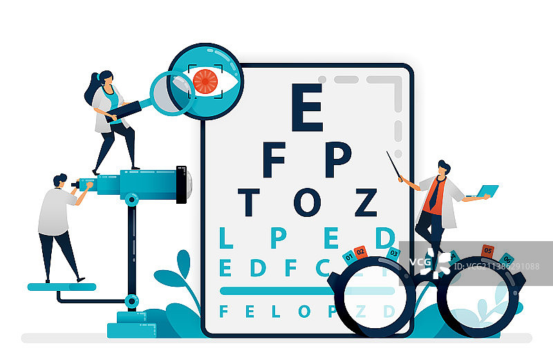 医生用视力表检查病人眼睛健康图片素材