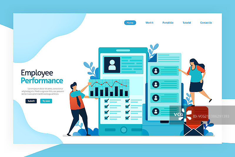 吸引员工绩效的着陆页图片素材