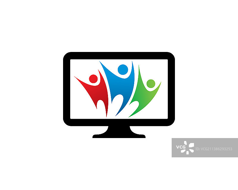 人物与电脑logo模板图标符号图片素材