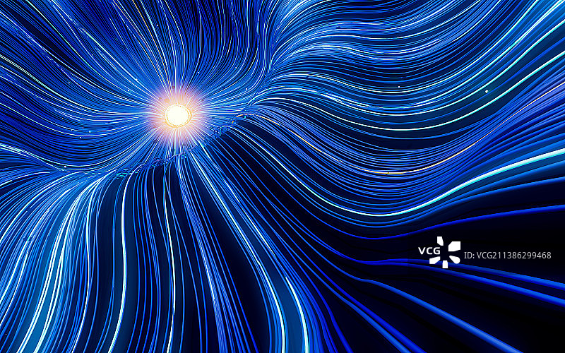 数据传输,蓝色发光线条汇聚图片素材