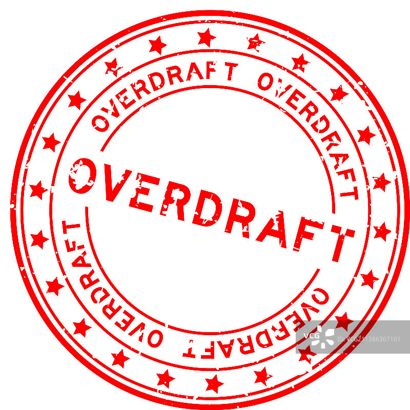 红色Grunge风格透支星标图标圆形印章图片素材