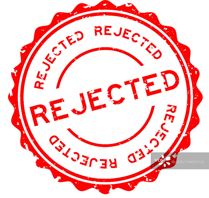 已拒绝文字红色圆形橡胶印章图片素材