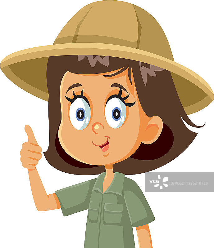 穿着狩猎服装的探险家女孩图片素材