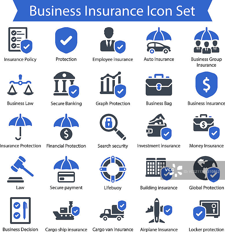 商业保险图标集图片素材