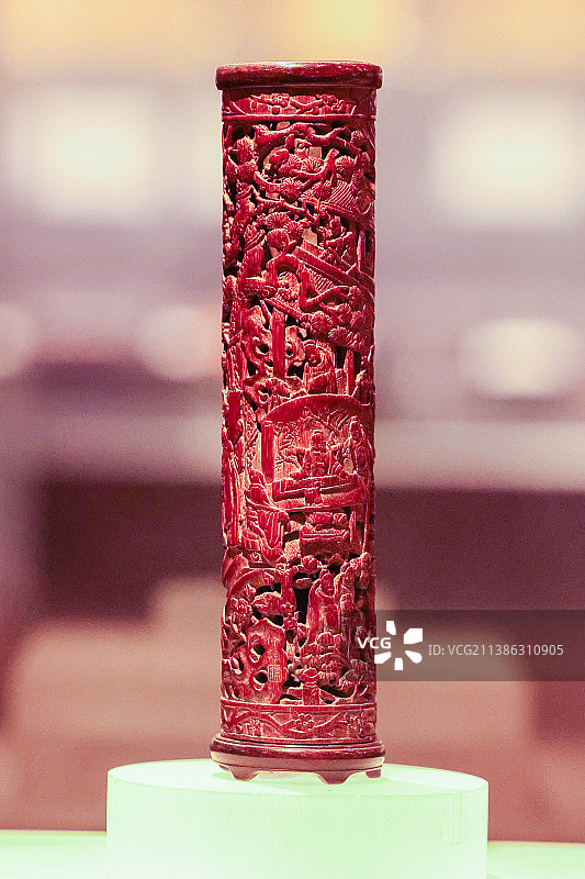 明末清初时期濮仲谦款会昌九老图竹香筒图片素材