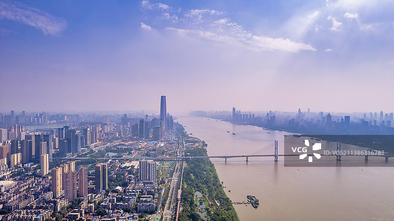 武汉武昌长江江滩航拍图片素材