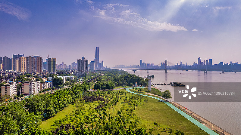 武汉武昌长江江滩航拍图片素材