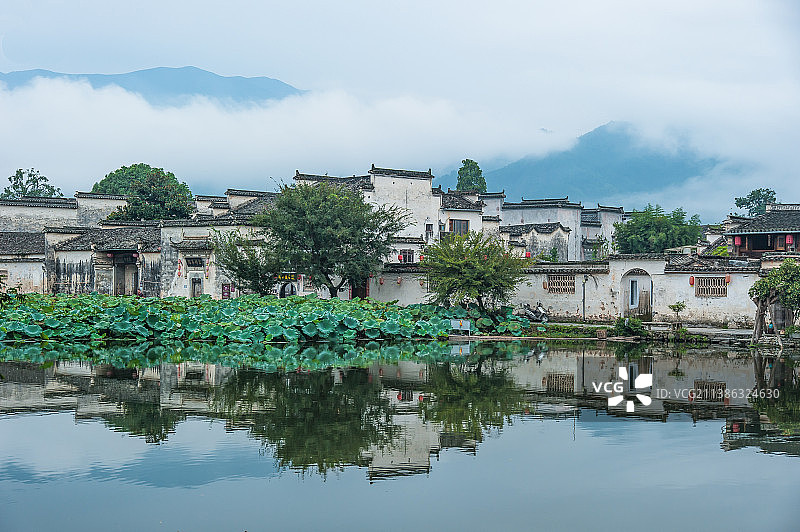 宏村南湖的清晨图片素材