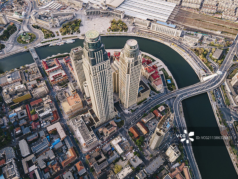 天津津湾广场航拍图片素材