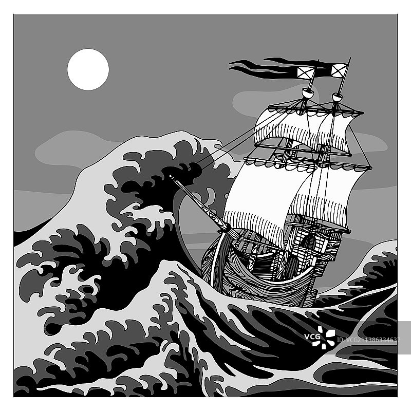 神奈川冲浪里木帆船图片素材