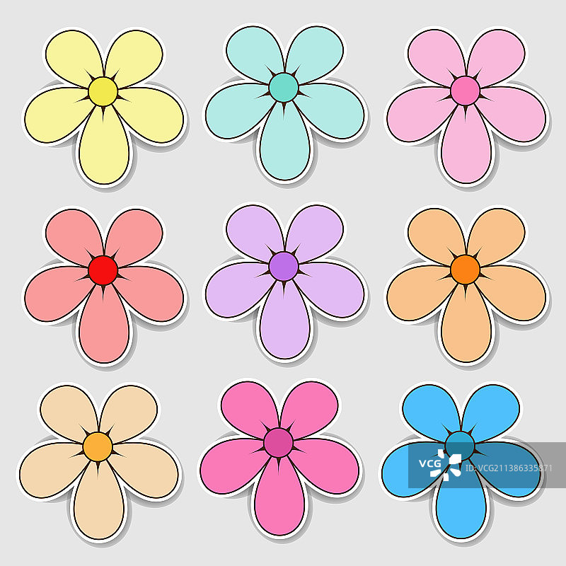 彩色五瓣纸花图片素材