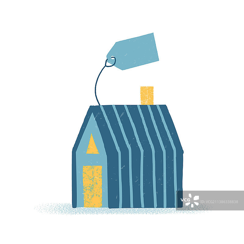 扁平风格蓝黄色房屋图片素材