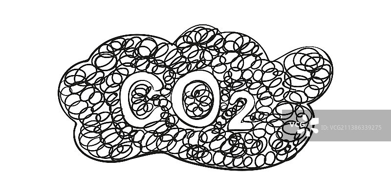 手绘风格的混乱二氧化碳乌云涂鸦图片素材