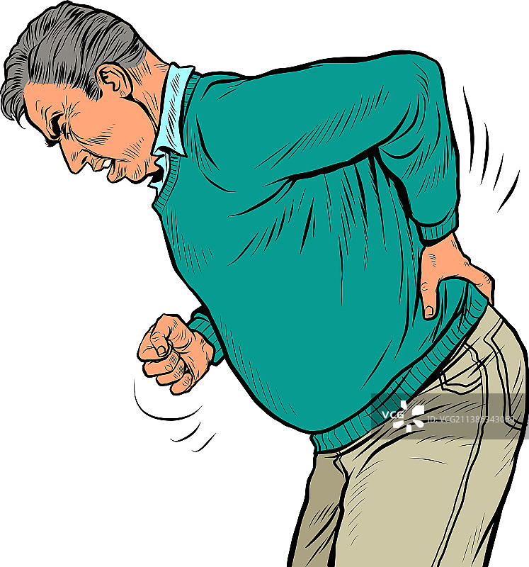 老年男人背痛骨软骨病疝气图片素材