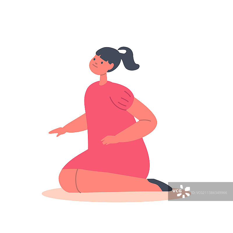 穿着红色连衣裙，梳着发辫的小女孩图片素材