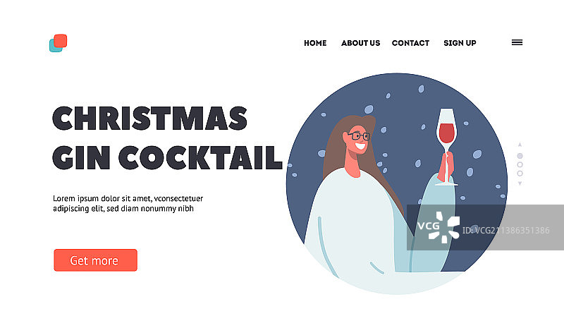 圣诞杜松子鸡尾酒着陆页模板图片素材