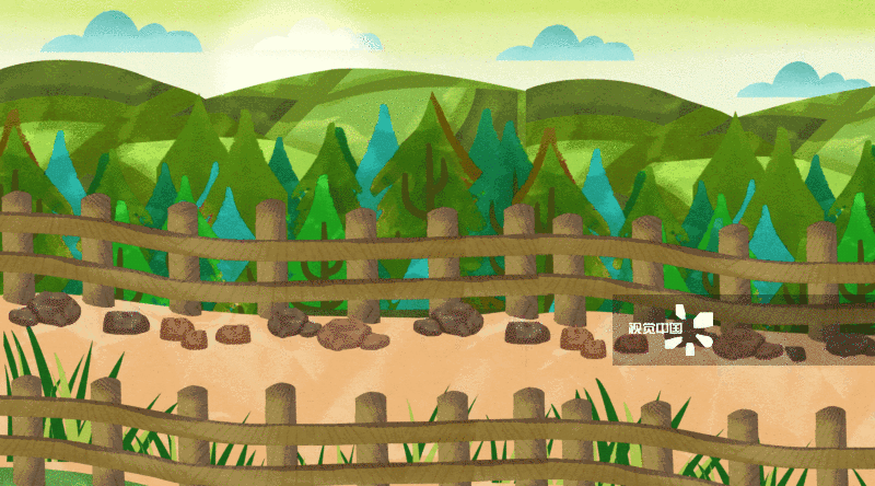 绿色的郊区小路插画背景-GIF动图图片素材