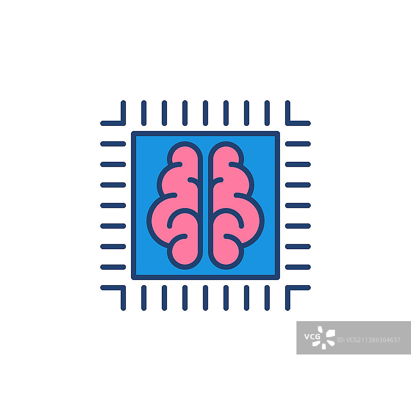 带彩色大脑的AI处理器或芯片图片素材