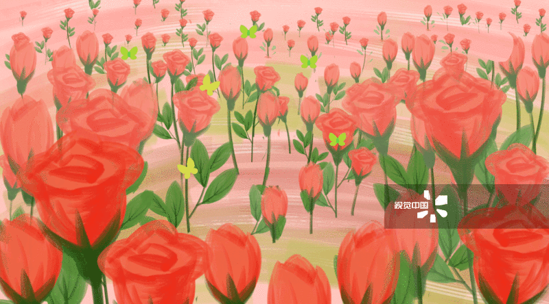 玫瑰花园插画-GIF动图图片素材