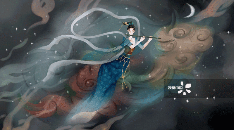 仙女飞天插画-GIF动图图片素材