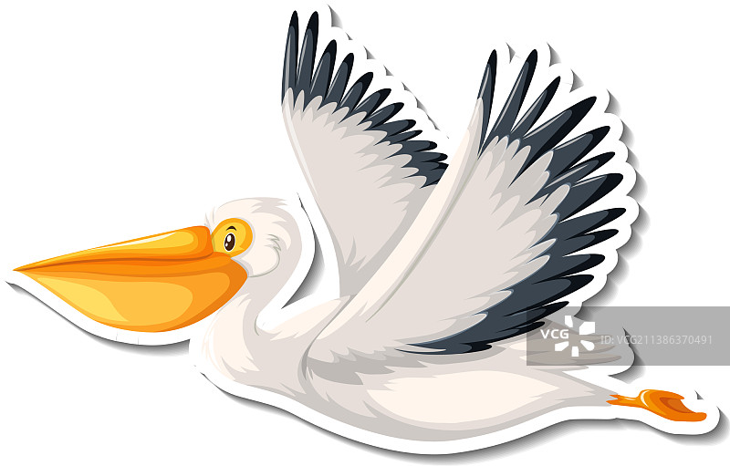 卡通鹈鹕飞鸟贴纸图片素材