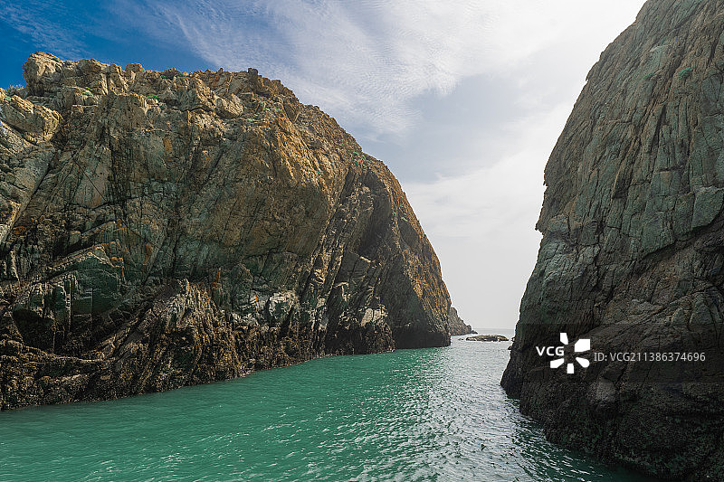 大竹峙岛的狭长水道图片素材
