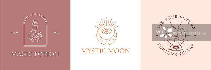 神秘新月标志魔法水晶图片素材